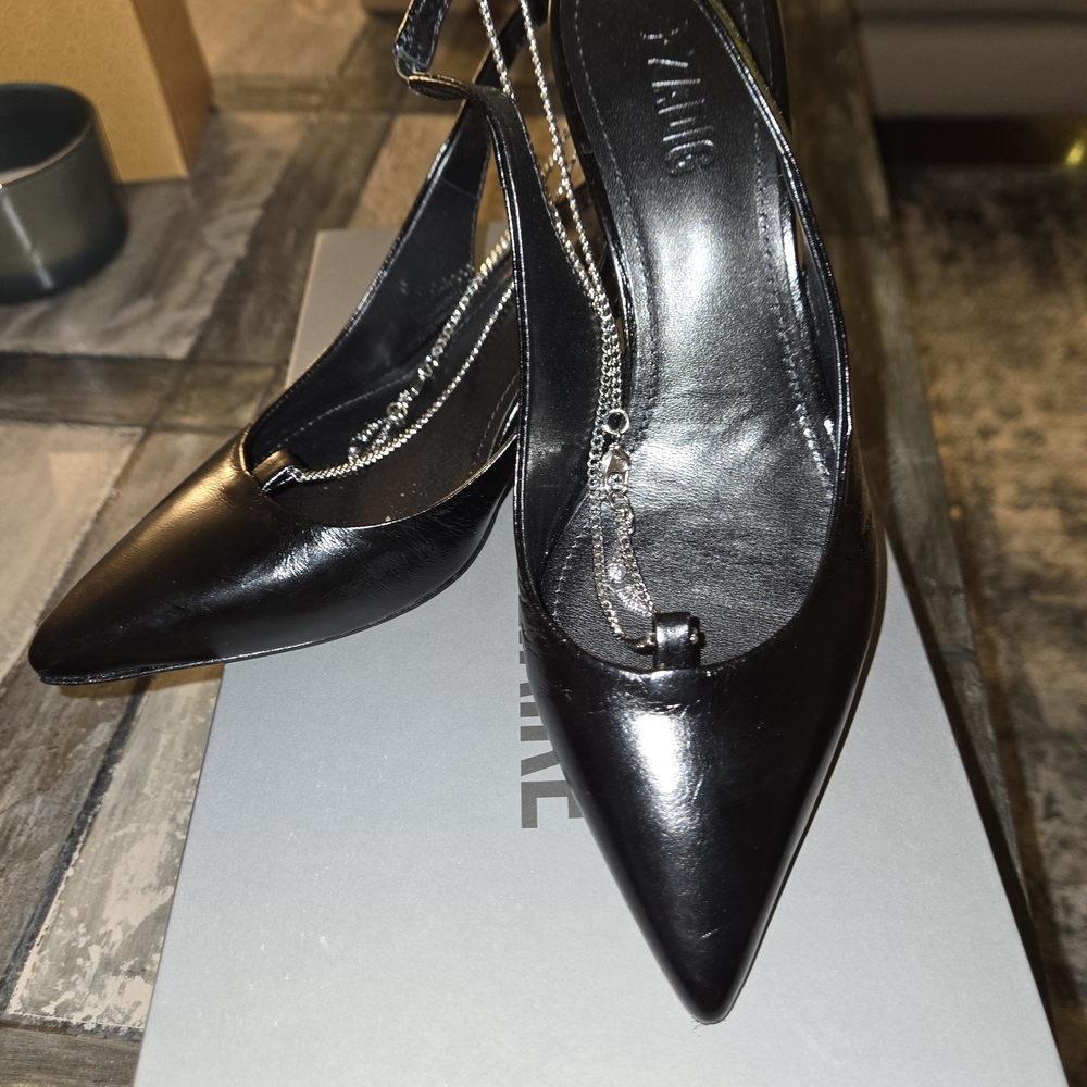 Zadig & Voltaire Shiny Black Pointed Leather Slingbacks